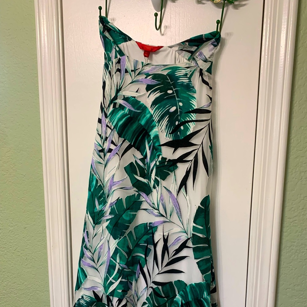 Summer Palm Leaf Print asymmetrical dress, XS